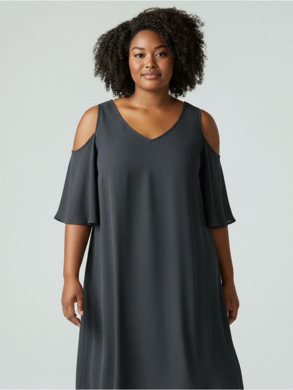Tiana B. Cold-Shoulder Dress in Charcoal